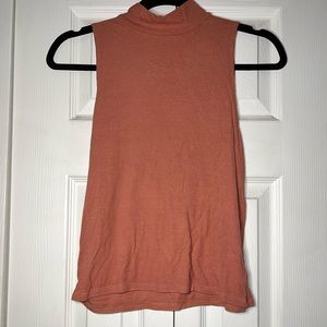 american eagle pink ribbed turtle neck tank